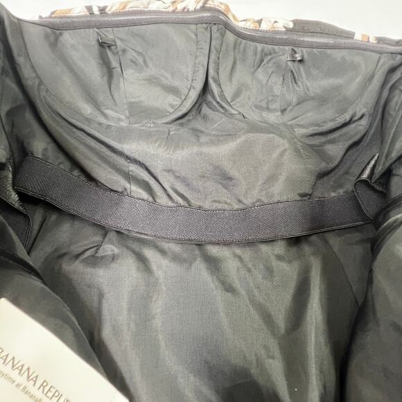 Banana Republic Strapless Floral Dress Linen Blend Black Size 0 Cocktail Chic - Picture 9 of 15